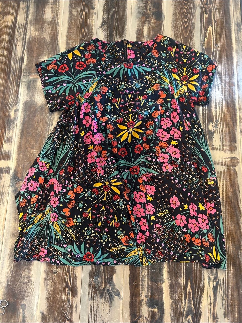 Free People Black Mini Dress with Multicolor Floral Motif - Picture 4 of 5